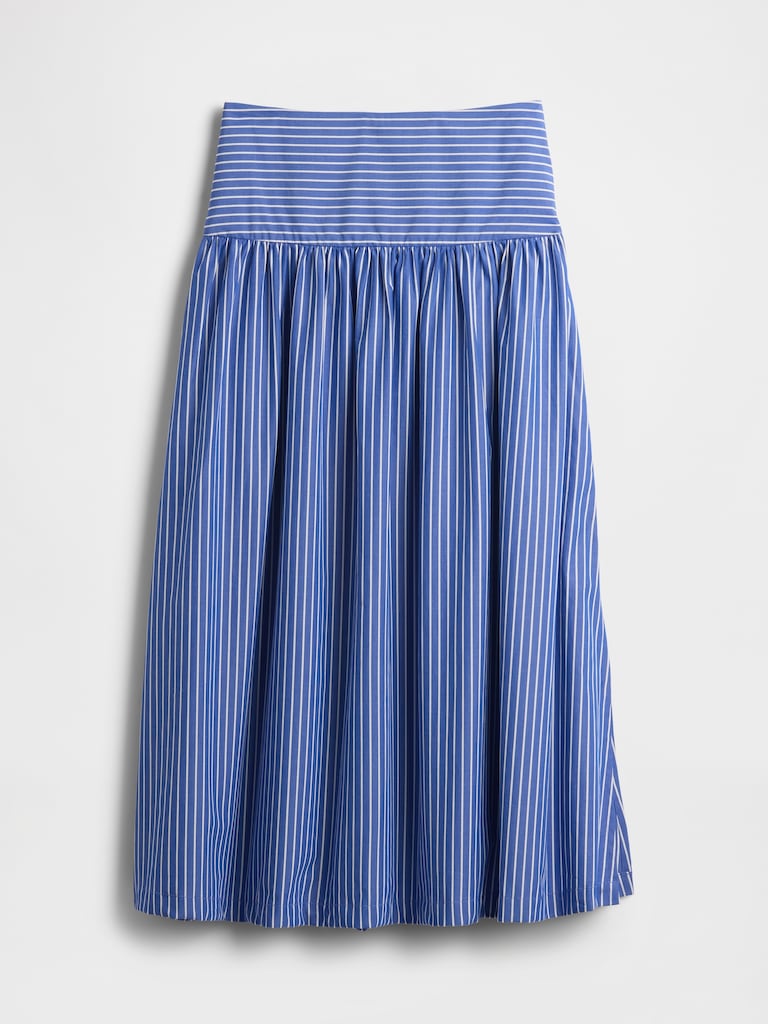 Poplin Drop-Waist Maxi Skirt