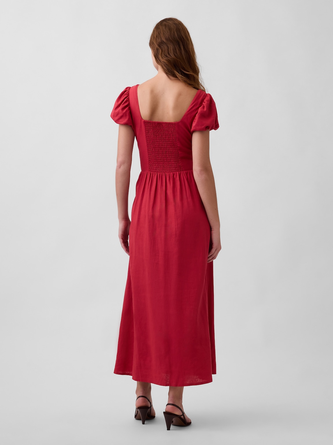 Linen-Blend Drop-Waist Maxi Dress