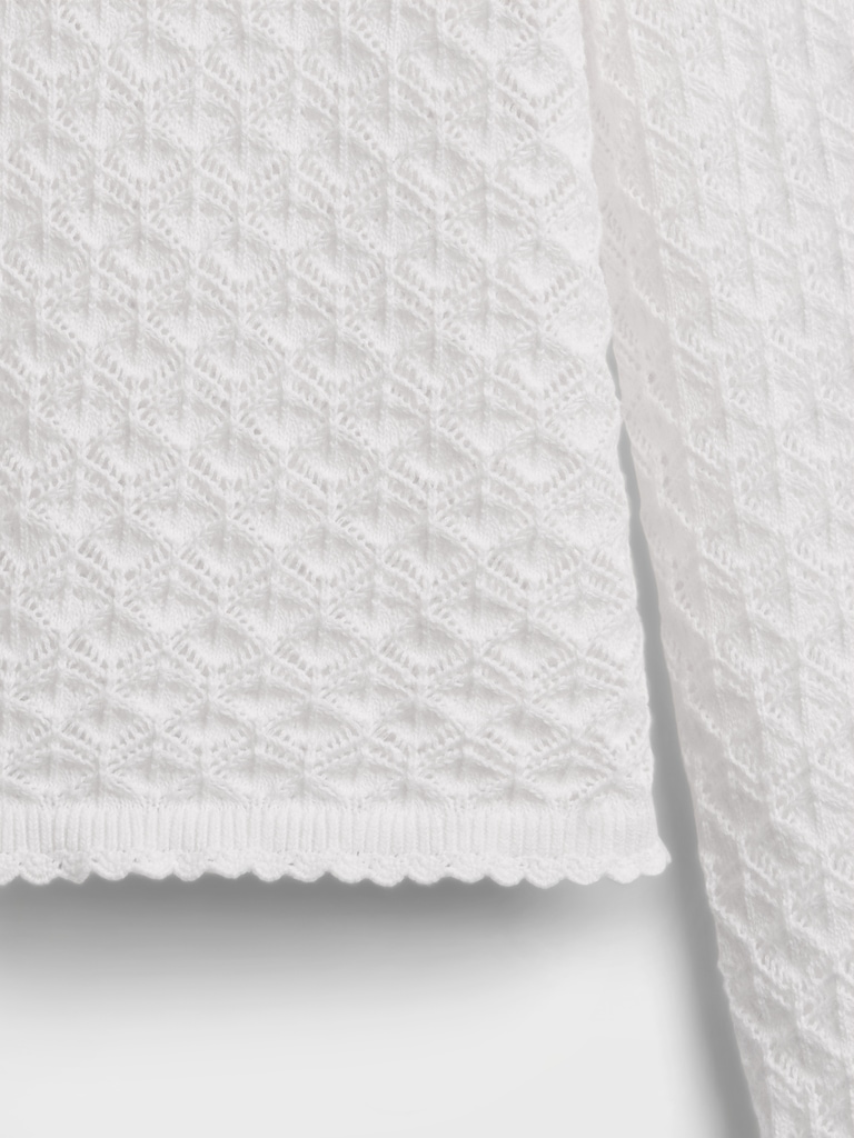 100% Cotton Pointelle Crop Sweater