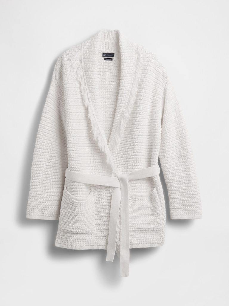 100% Cotton Oversized Fringe Shawl Cardigan