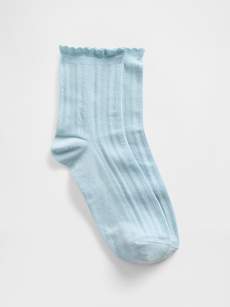 Pointelle Half Crew Socks