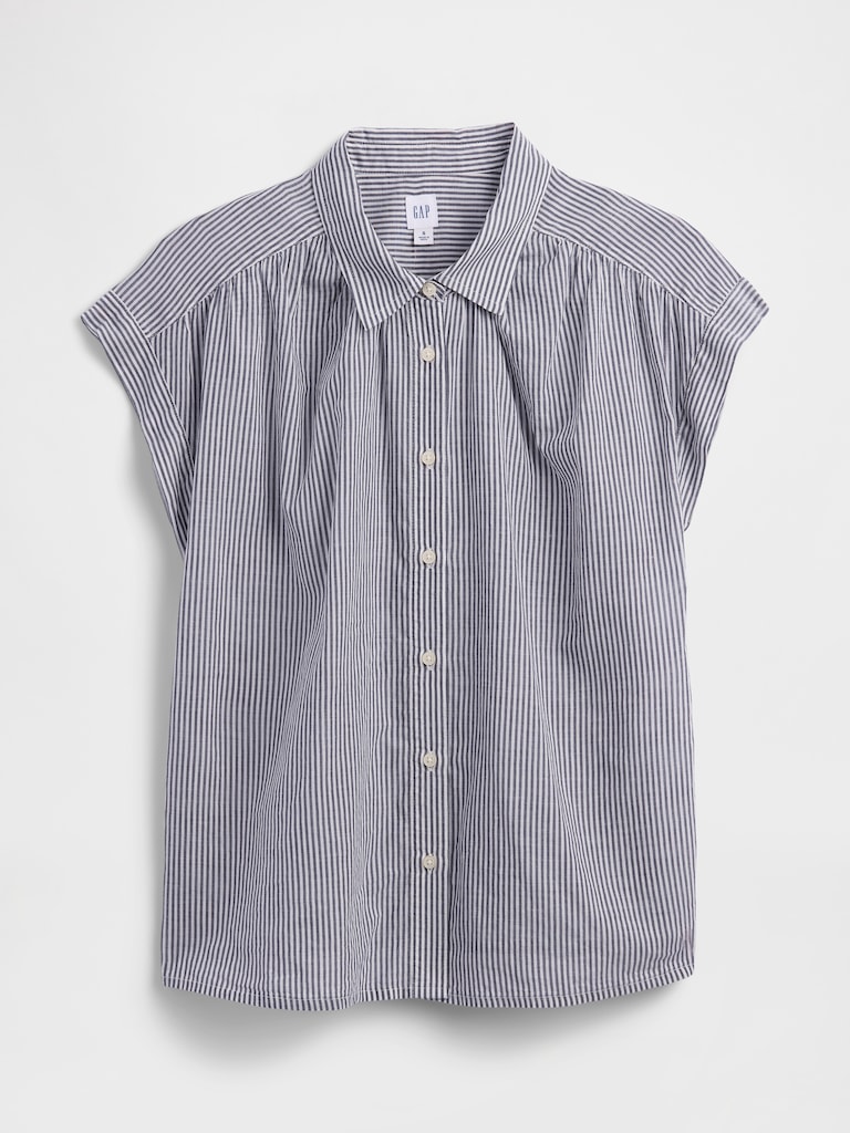 Collared Cap-Sleeve Shirt