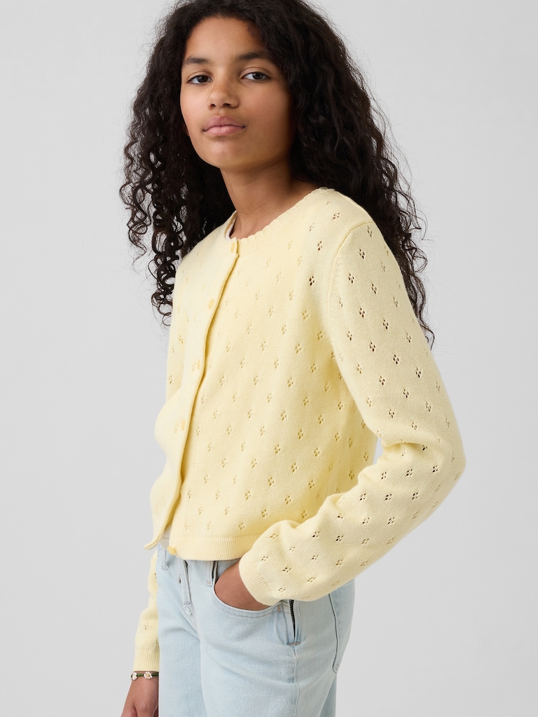 Kids Pointelle Cardigan Sweater