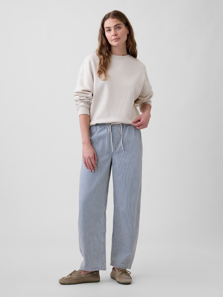 Mid Rise SuperSoft Stripe Pull-On Barrel Jeans