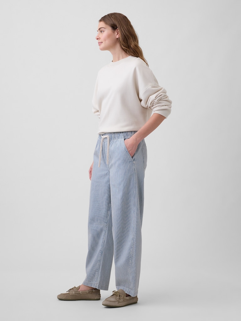 Mid Rise SuperSoft Stripe Pull-On Barrel Jeans