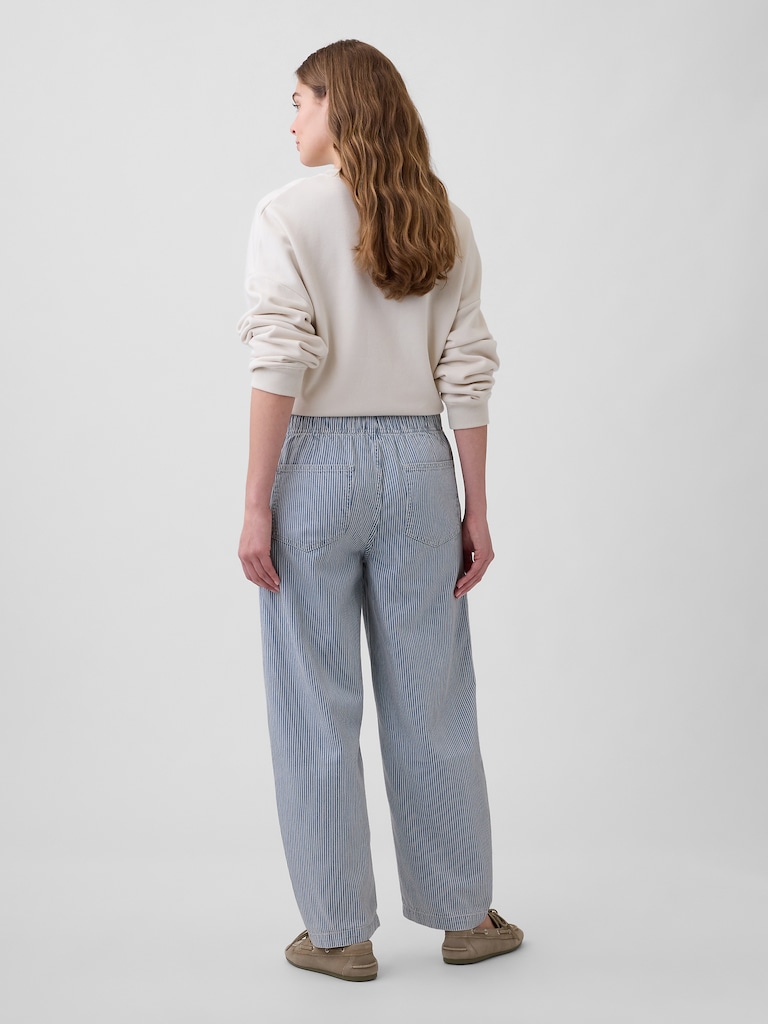 Mid Rise SuperSoft Stripe Pull-On Barrel Jeans