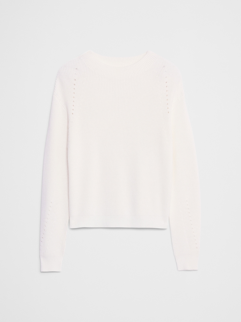 Pointelle Ribbed Pullover Sweater