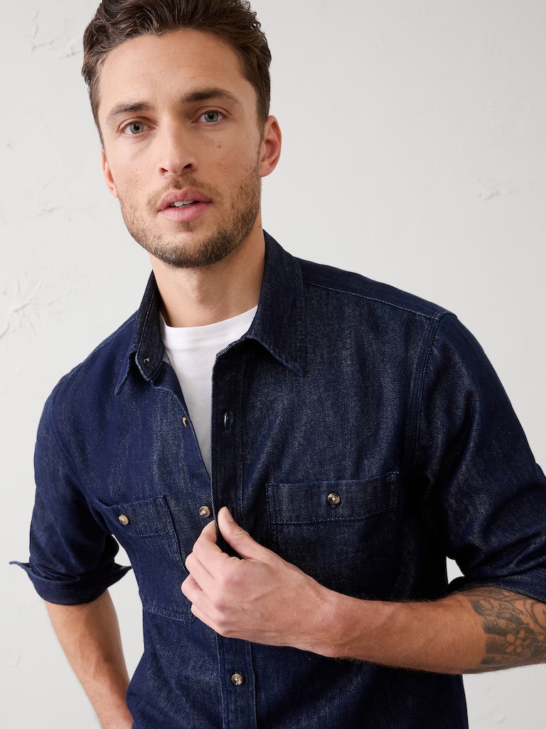 Standard-Fit Vintage Denim Shirt