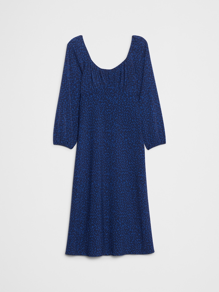 Shirred Bodice Midi Dress