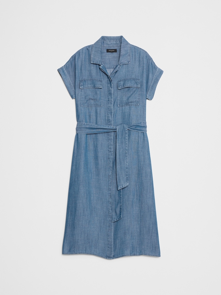 Chambray Utility Midi Shirtdress
