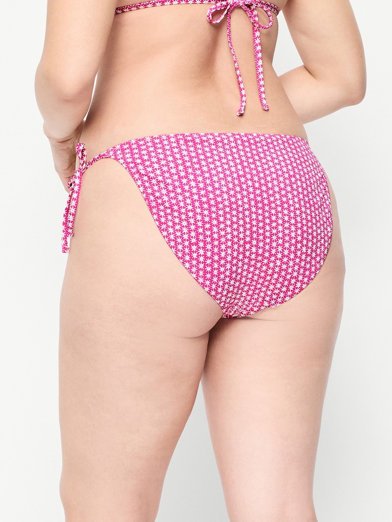 Pique String Bikini Swim Bottoms