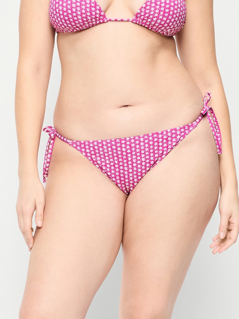 Pique String Bikini Swim Bottoms