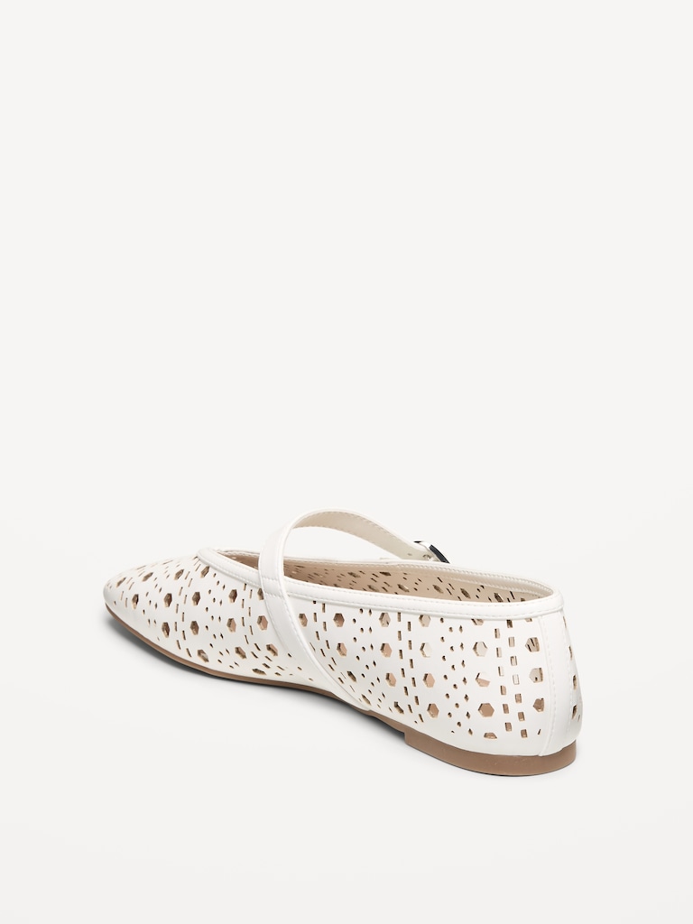 Perforated Mary Jane Ballet Flats for Women