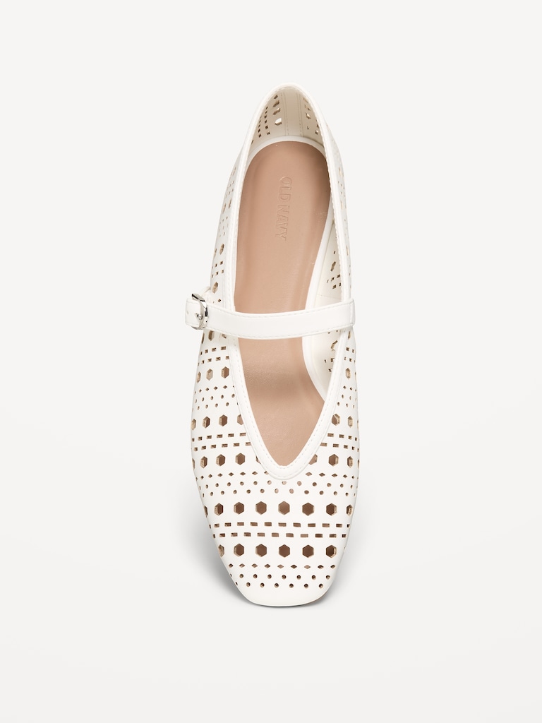 Perforated Mary Jane Ballet Flats for Women