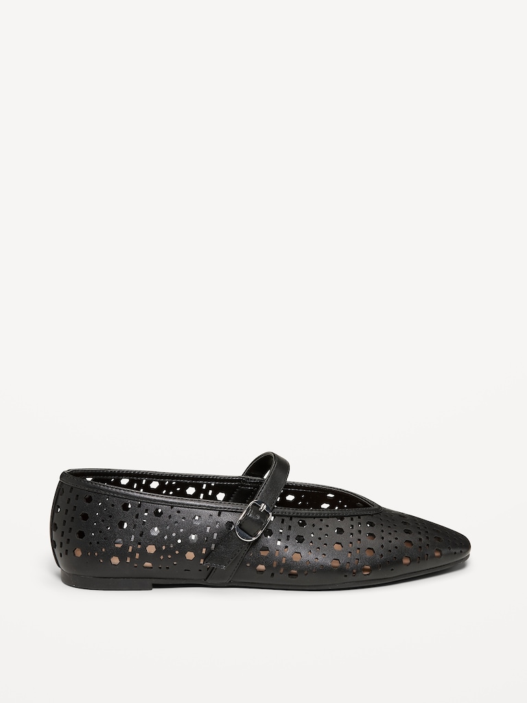 Perforated Mary Jane Ballet Flats for Women