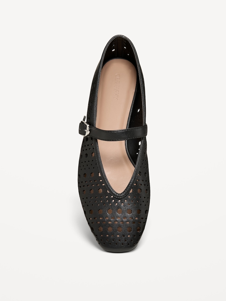 Perforated Mary Jane Ballet Flats for Women