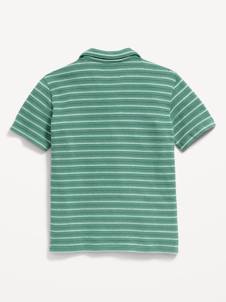 Oversized Short-Sleeve Sweater-Knit Shirt for Boys