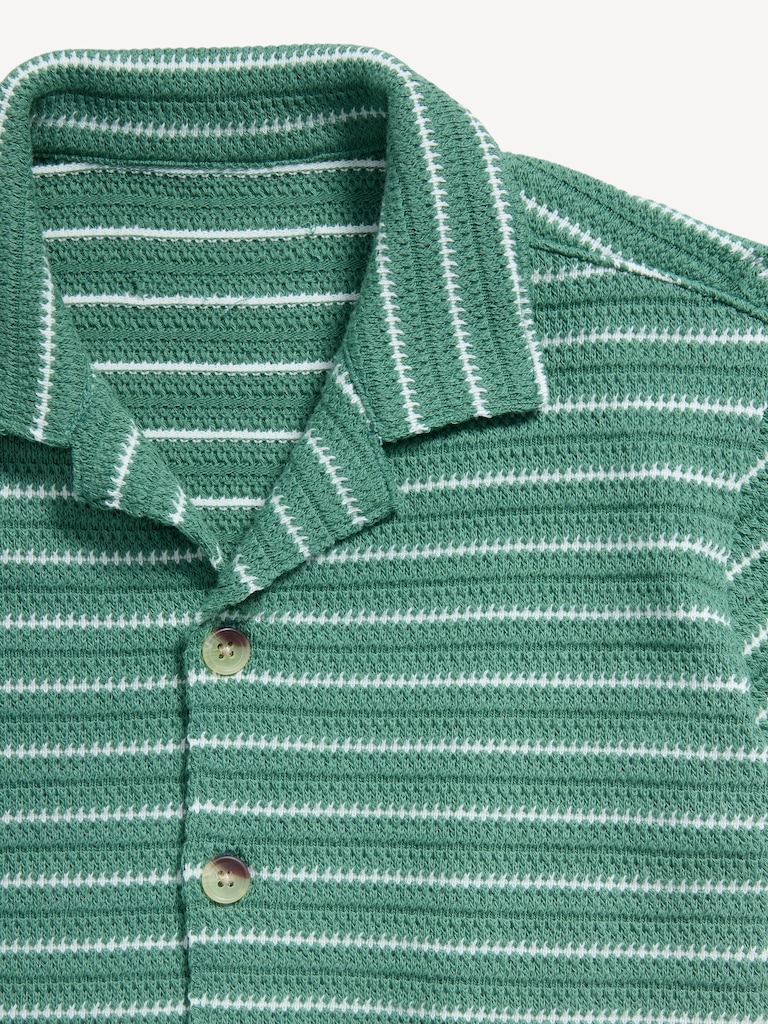 Oversized Short-Sleeve Sweater-Knit Shirt for Boys