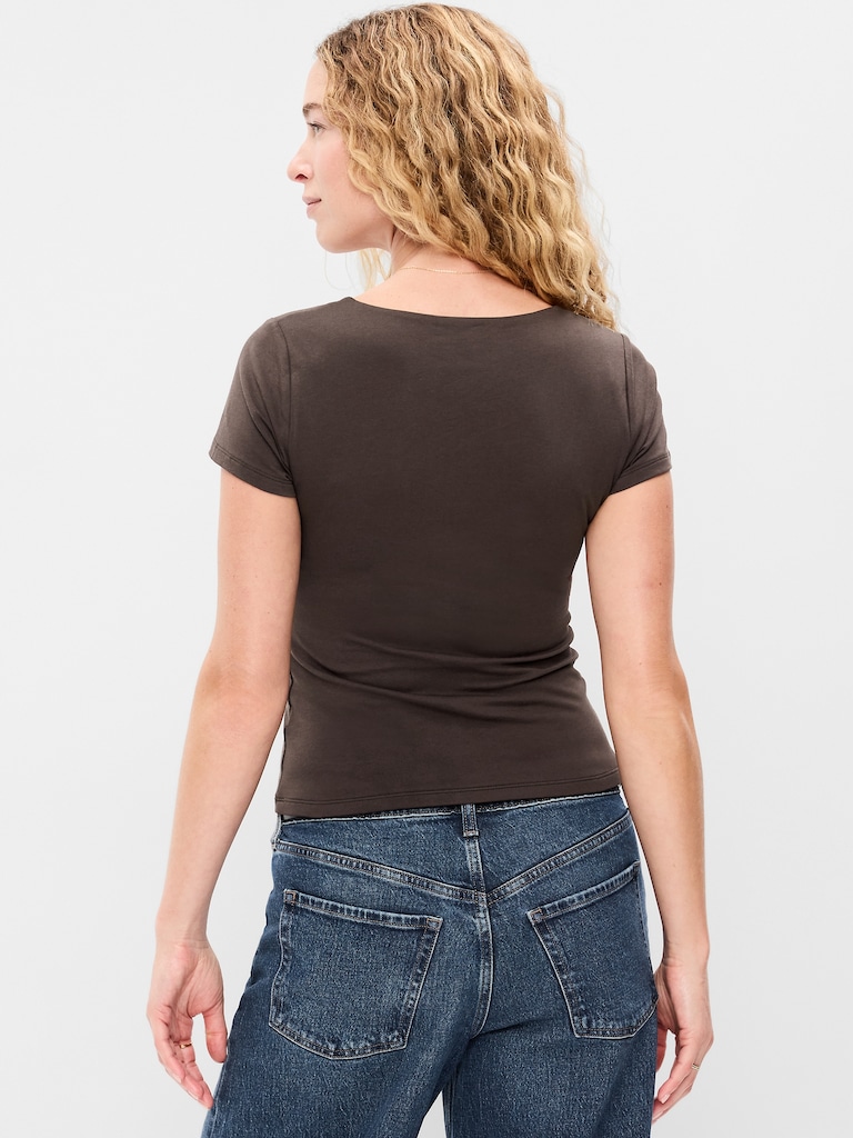 Hug Double-Layer Scoop-Neck Top