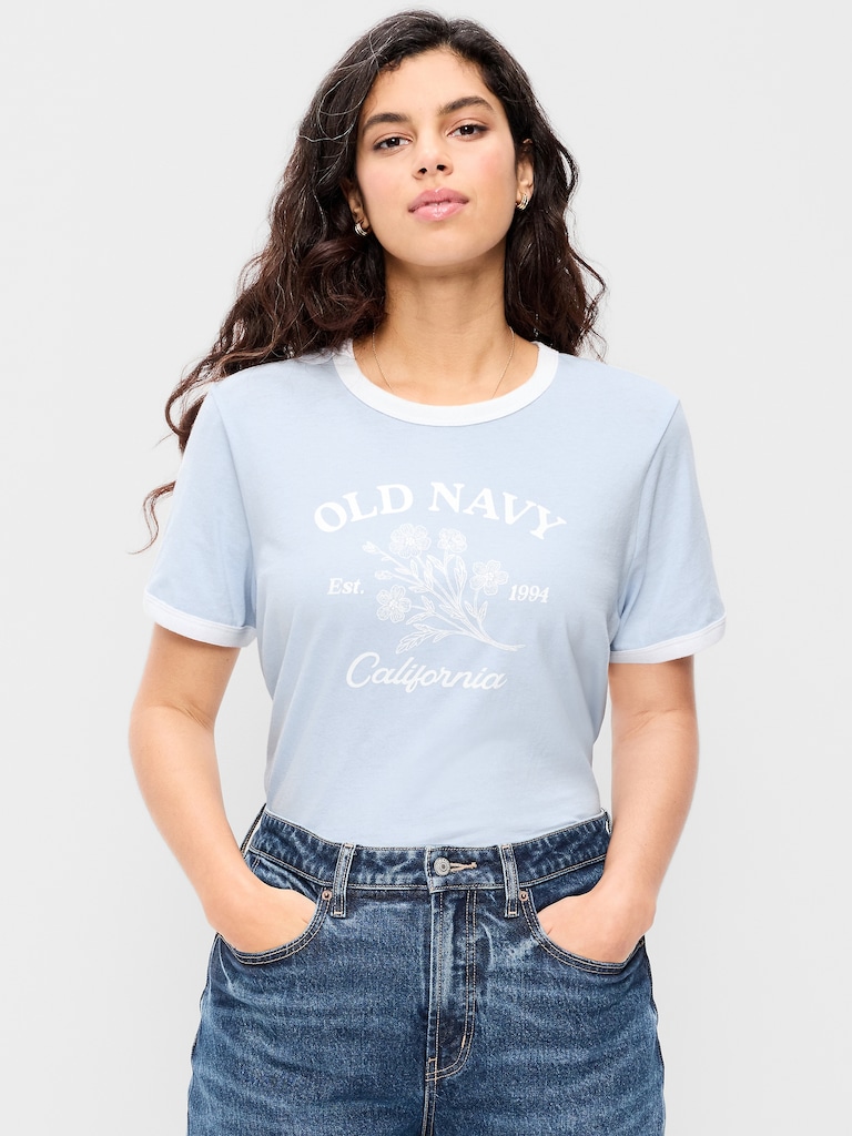 EveryWear Crew-Neck Logo-Graphic Ringer T-Shirt