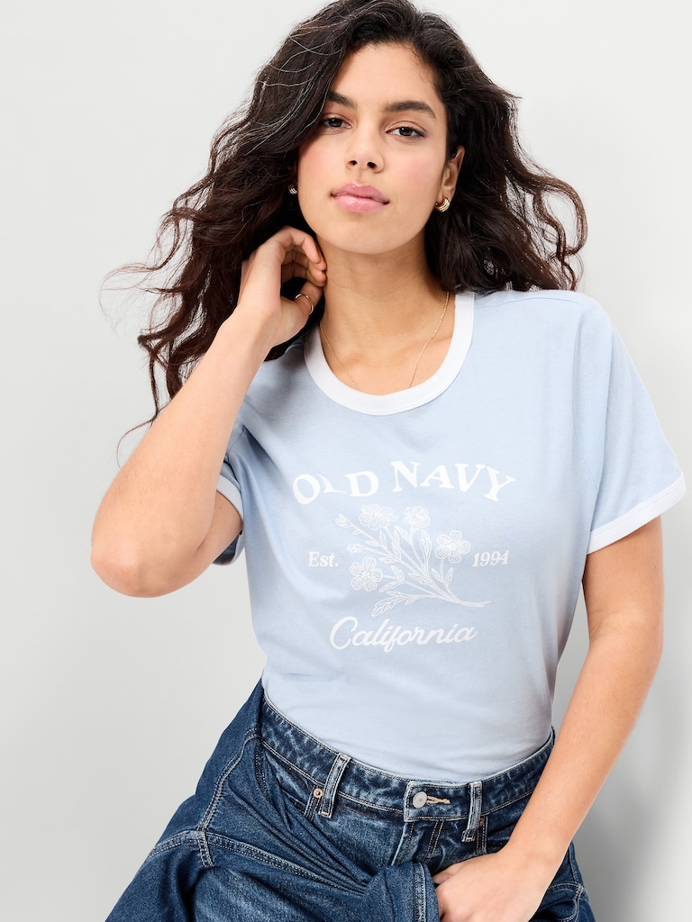 EveryWear Crew-Neck Logo-Graphic Ringer T-Shirt