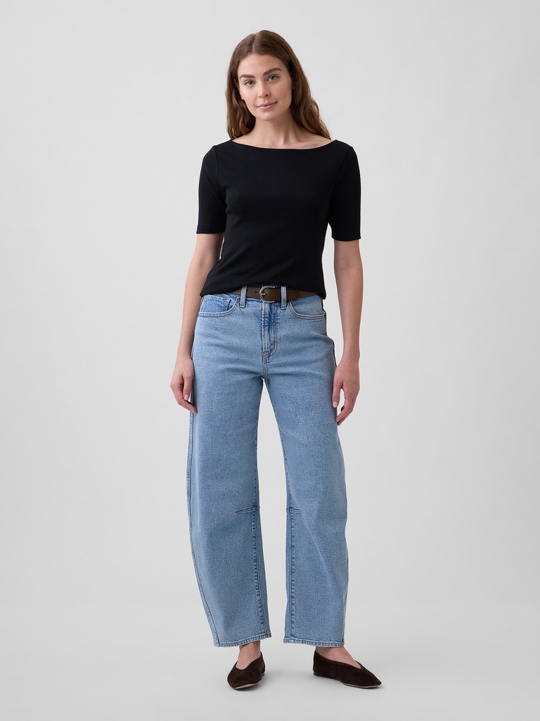 Modern Ribbed Boatneck T-Shirt