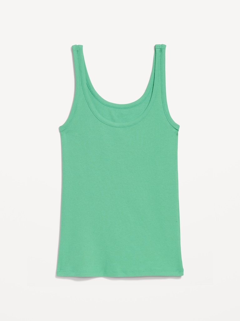 First-Layer Ribbed Scoop-Neck Tank Top