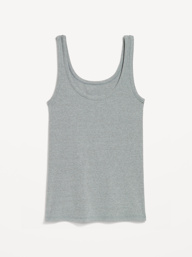 First-Layer Ribbed Scoop-Neck Tank Top