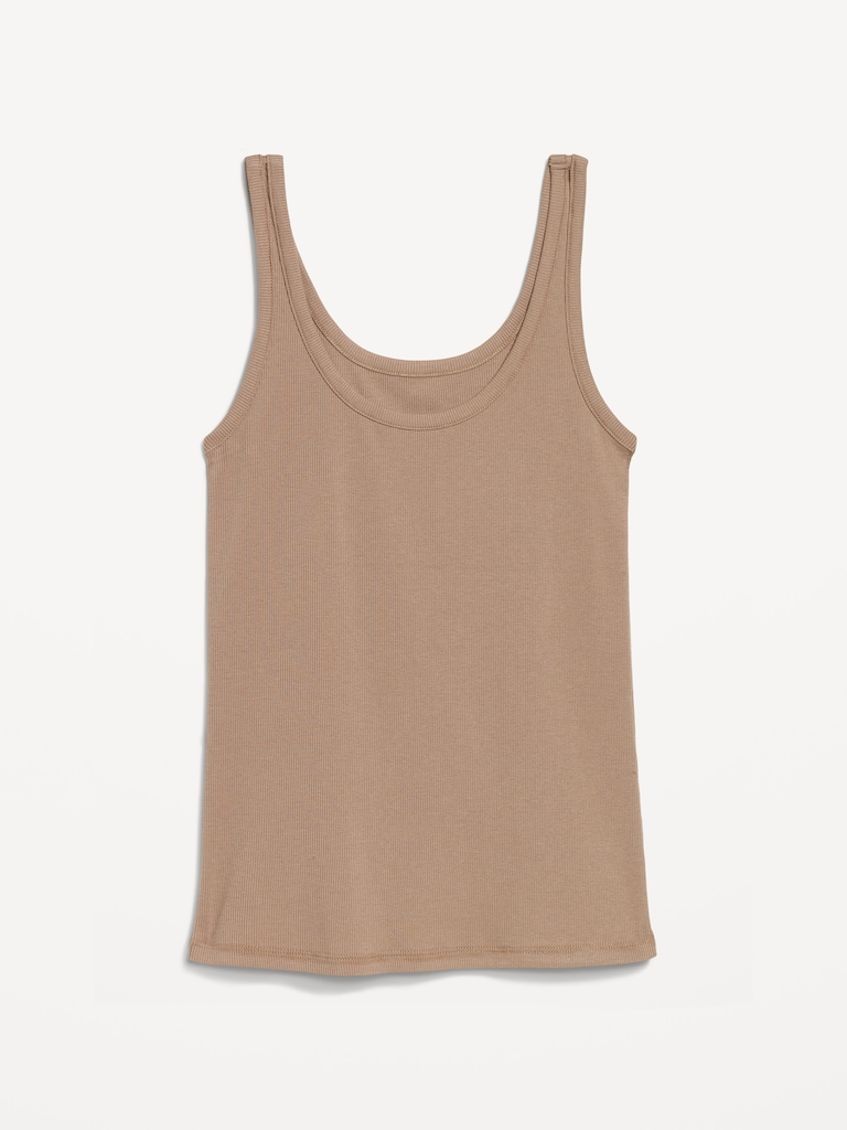 First-Layer Ribbed Scoop-Neck Tank Top