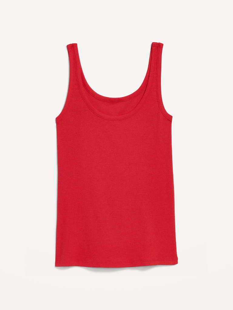 First-Layer Ribbed Scoop-Neck Tank Top