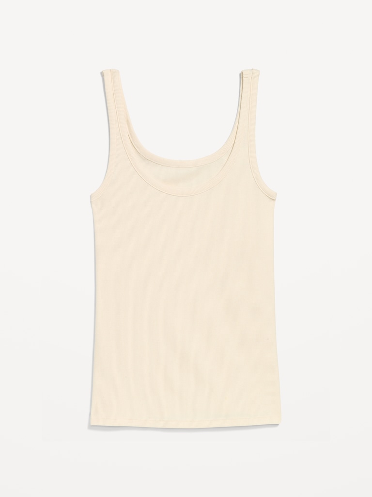 First-Layer Ribbed Scoop-Neck Tank Top