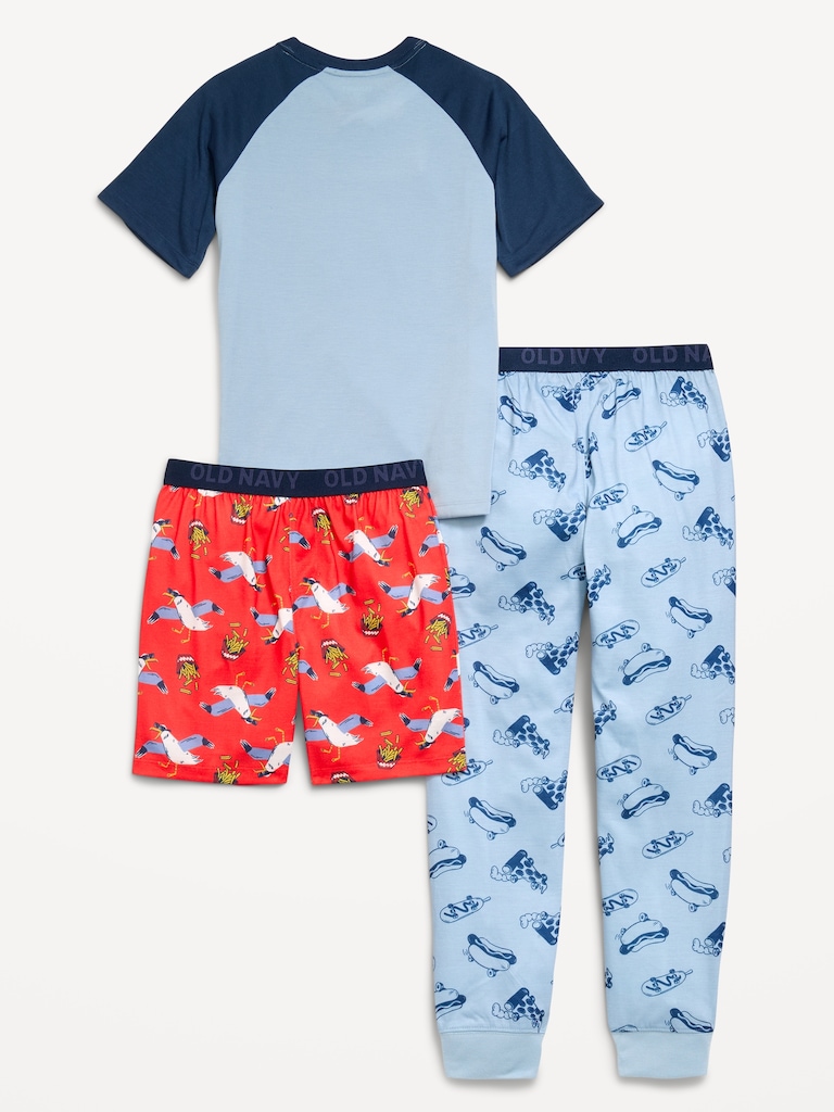 3-Piece Jersey-Knit Pajama Set for Boys