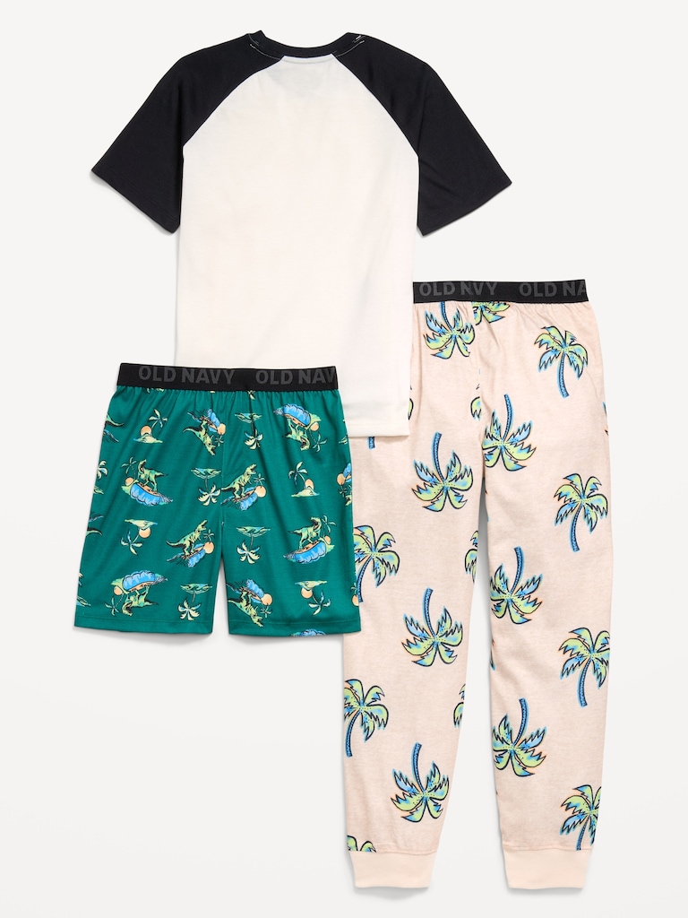 3-Piece Jersey-Knit Pajama Set for Boys