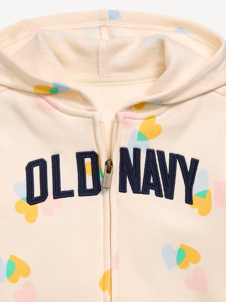 Printed Logo-Graphic Zip Hoodie for Toddler Girls