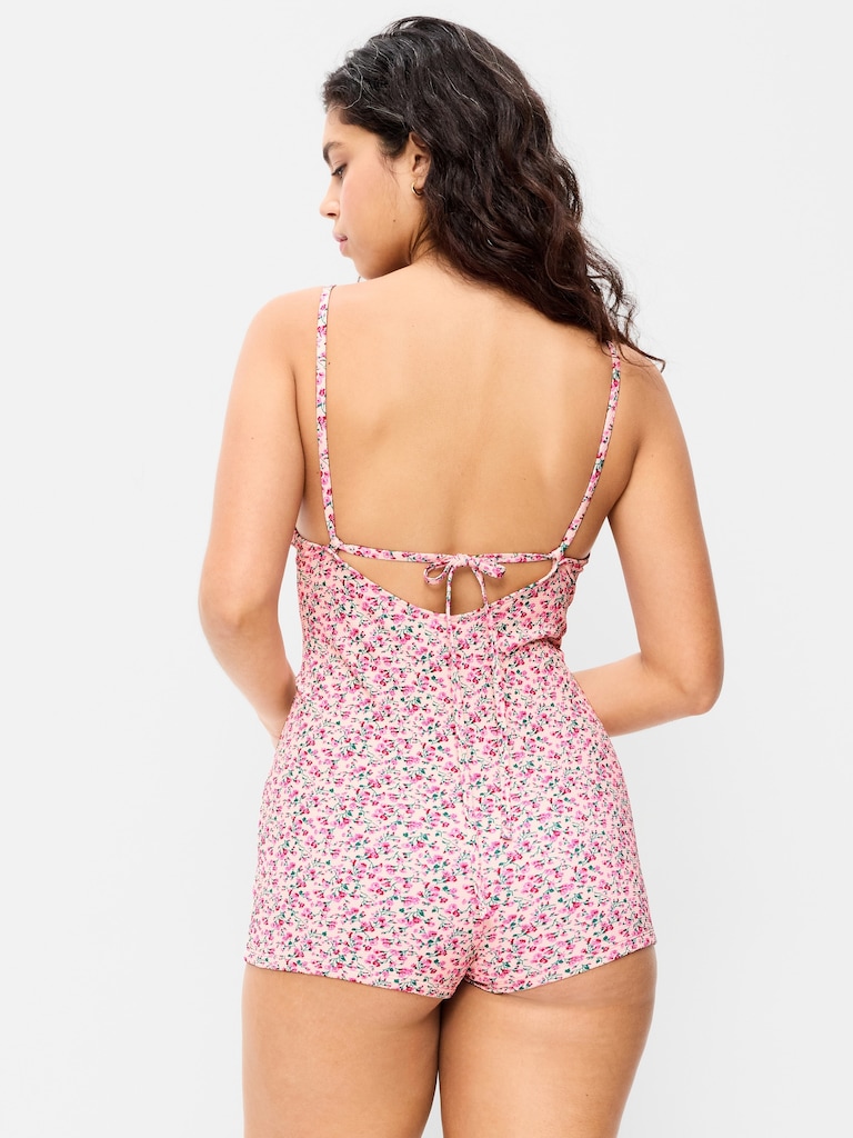 Textured Swim Romper -- 2.5-inch inseam