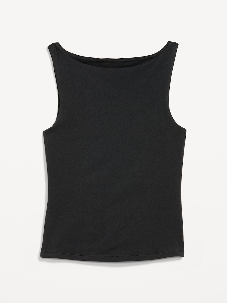 Hug Double-Layer Boat-Neck Top