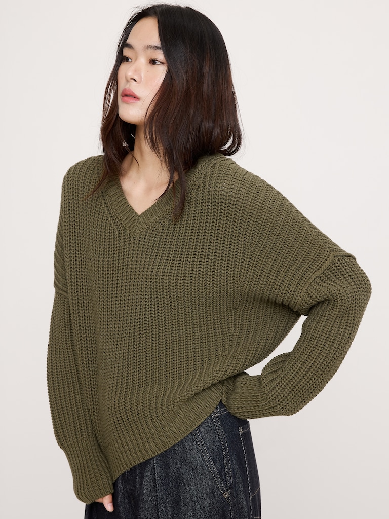 Cotton V-Neck Sweater