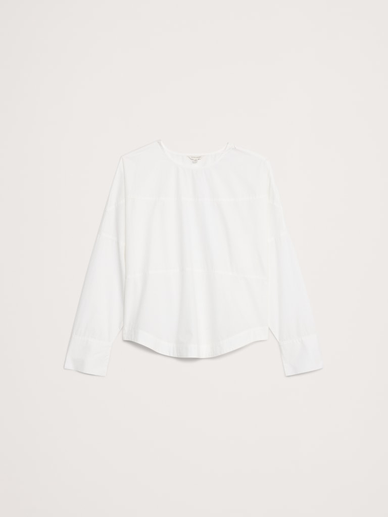 Cotton Poplin Paneled Dolman Top
