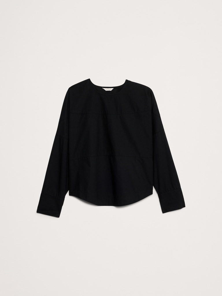 Cotton Poplin Paneled Dolman Top