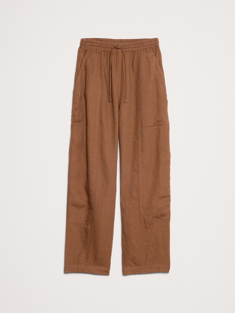 Barrel-Leg Pull-On Pant in Linen