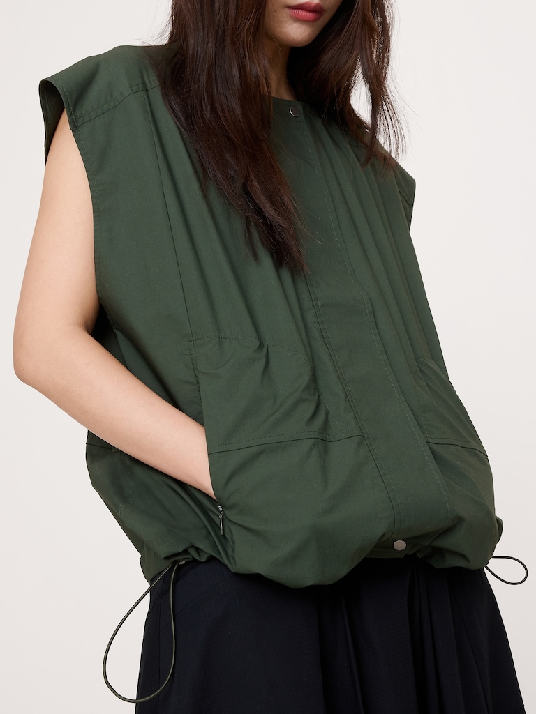 Cotton Poplin Bubble-Hem Top