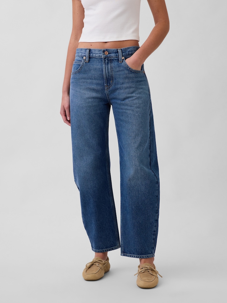 Mid Rise Slim Barrel Jeans