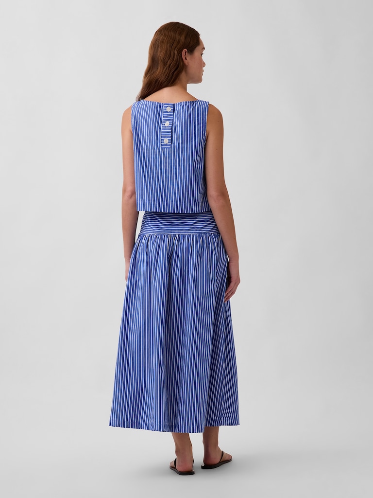 Poplin Drop-Waist Maxi Skirt