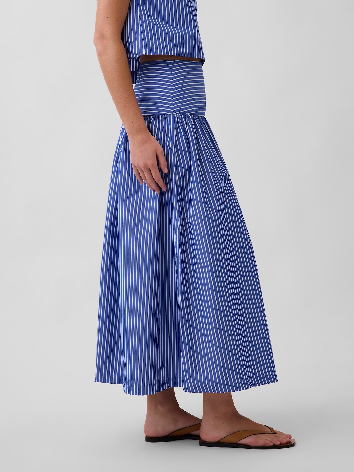 Poplin Drop-Waist Maxi Skirt