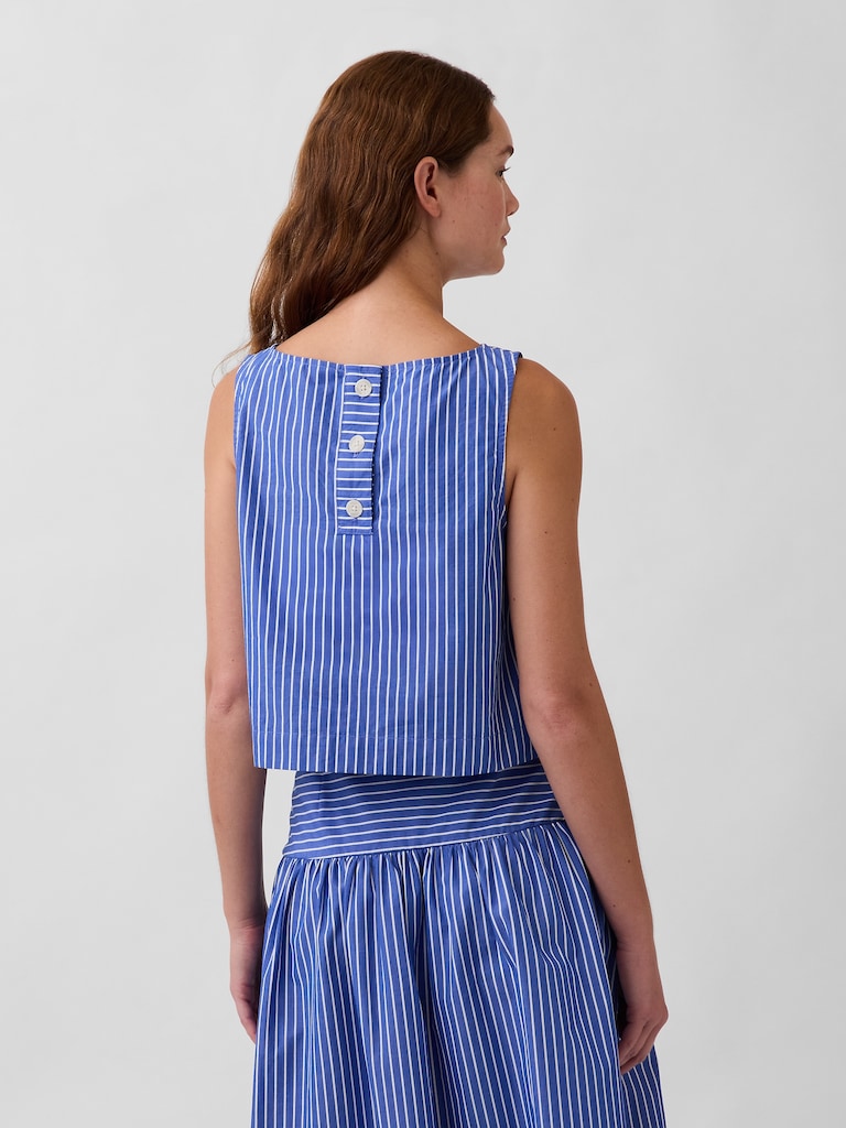 Poplin Boatneck Shell Tank Top