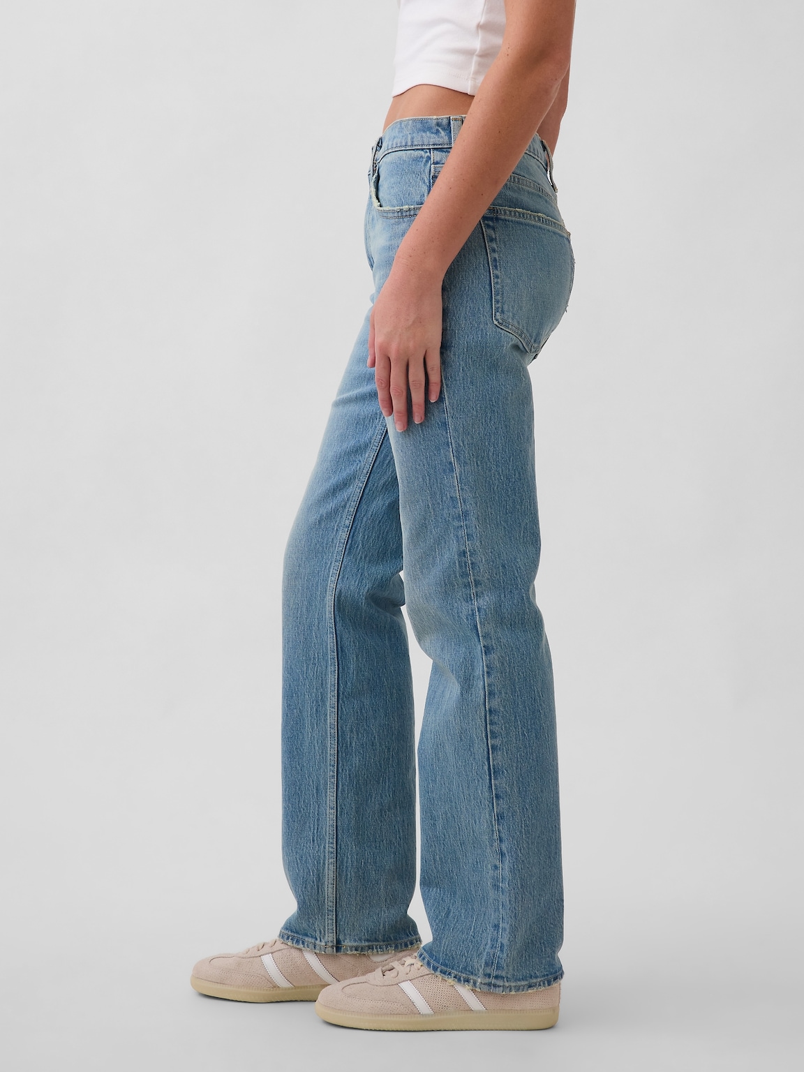 Mid Rise Straight Jeans