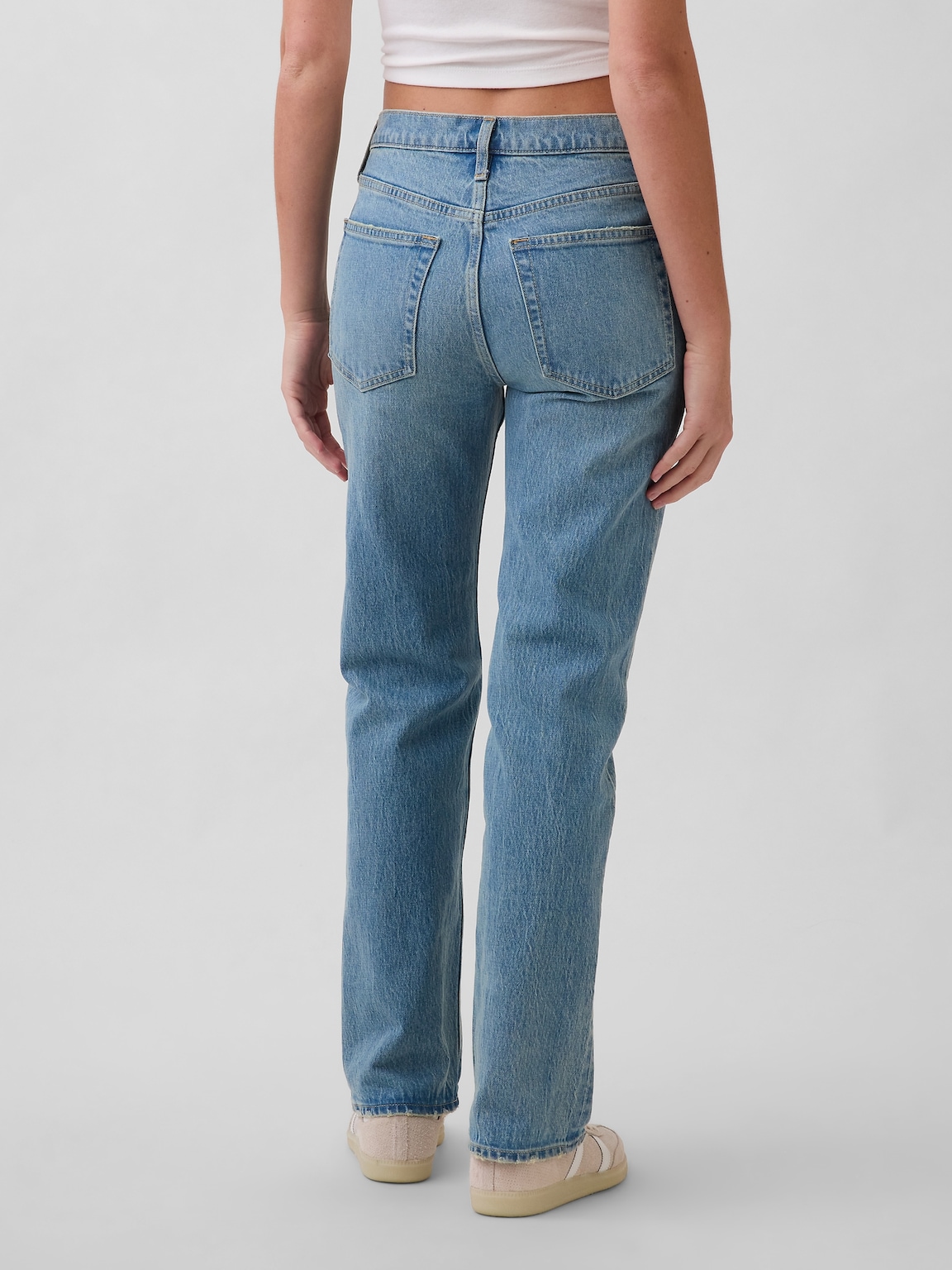 Mid Rise Straight Jeans
