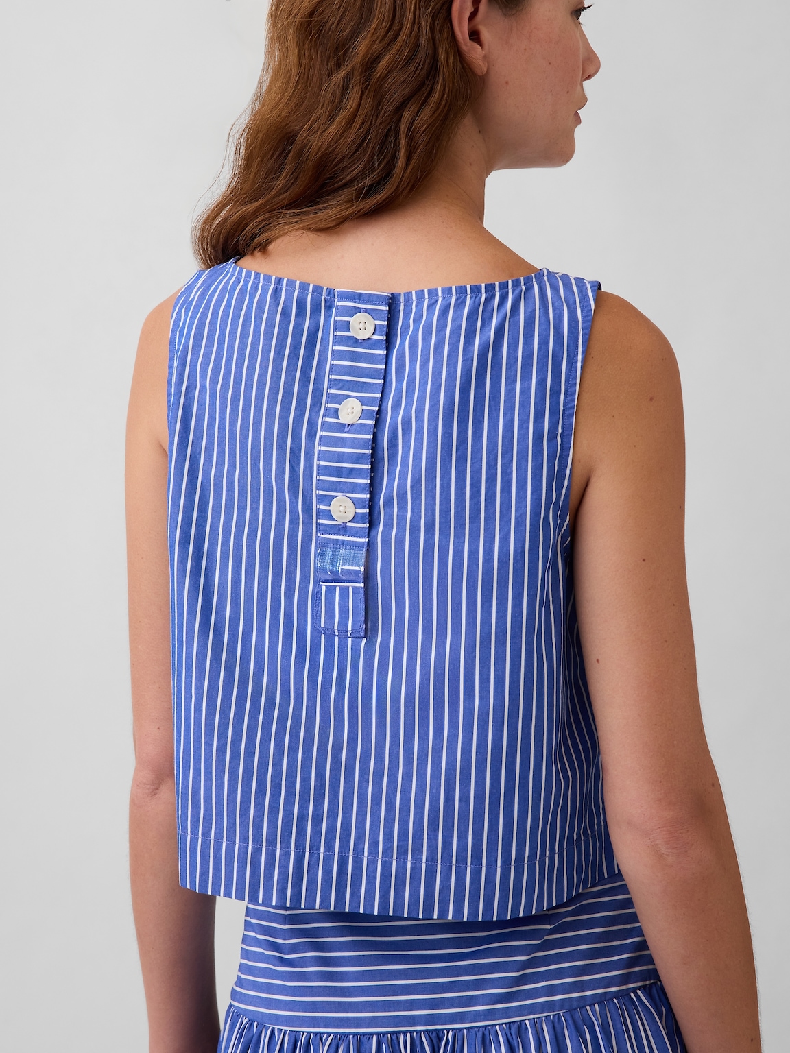 Poplin Boatneck Shell Tank Top