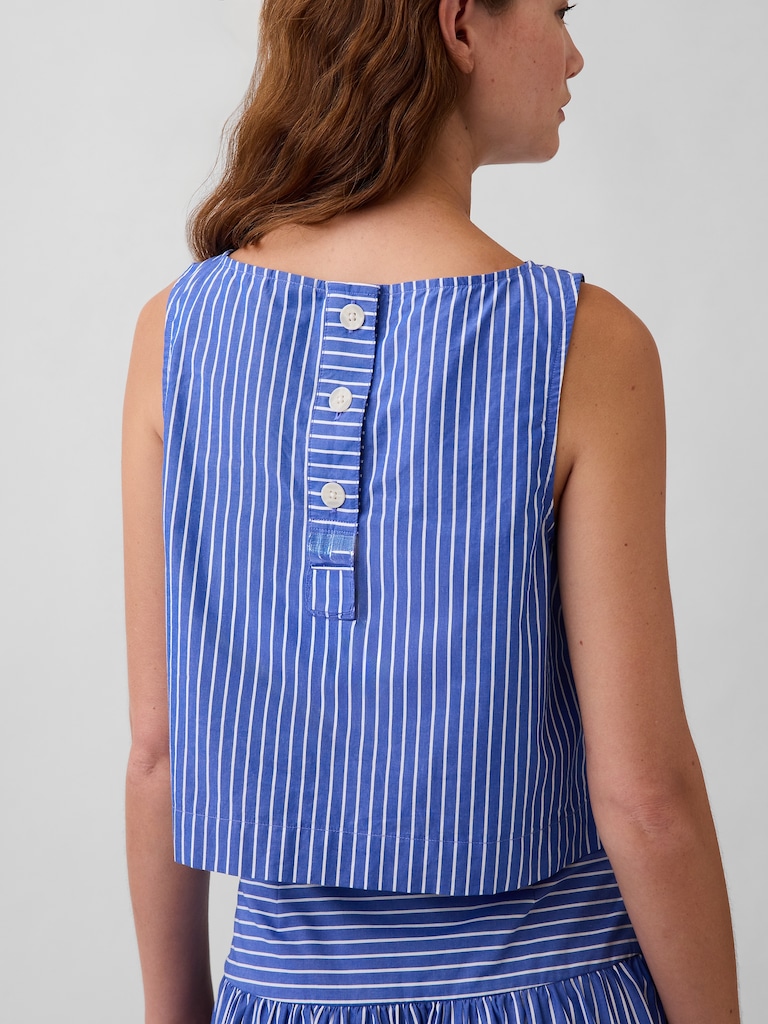 Poplin Boatneck Shell Tank Top