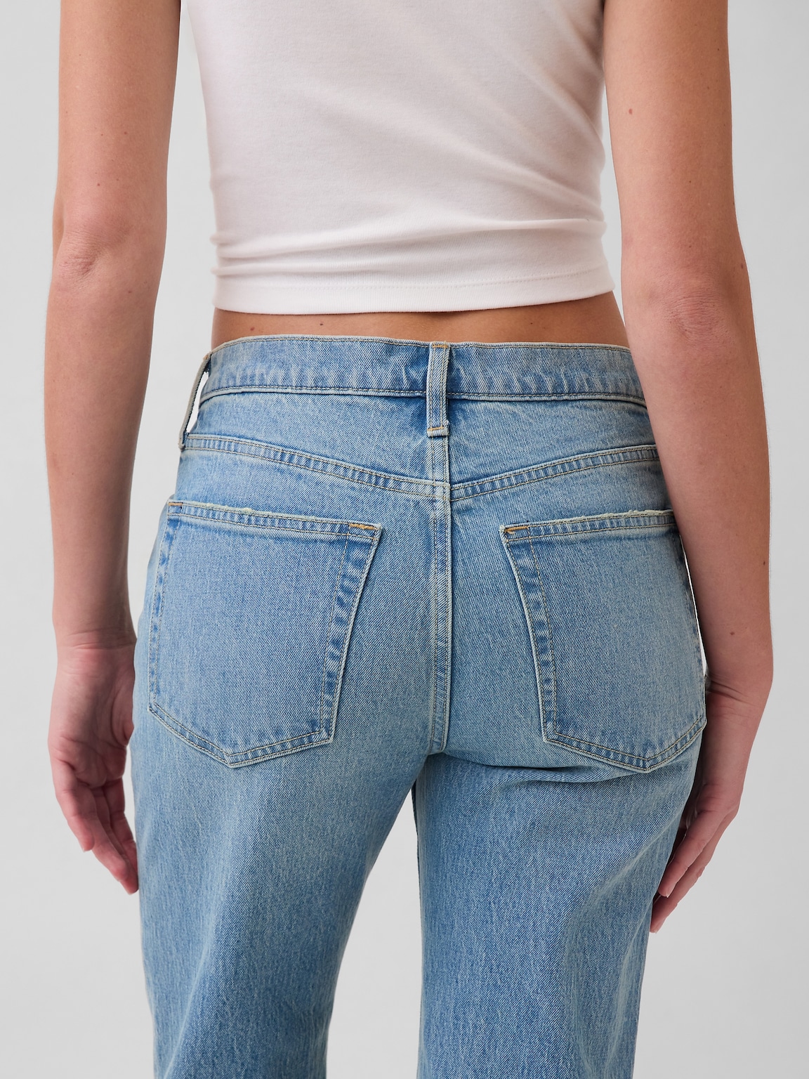 Mid Rise Straight Jeans
